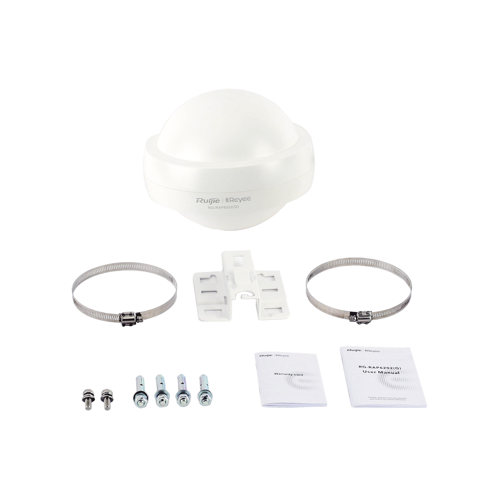 Punto de acceso Wi-Fi 5 para exterior 360°, IP 68, doble banda 802.11ac wave2, 1267 Mbps, 2 puertos GE, hasta 110 usuarios, compatible con reyee mesh