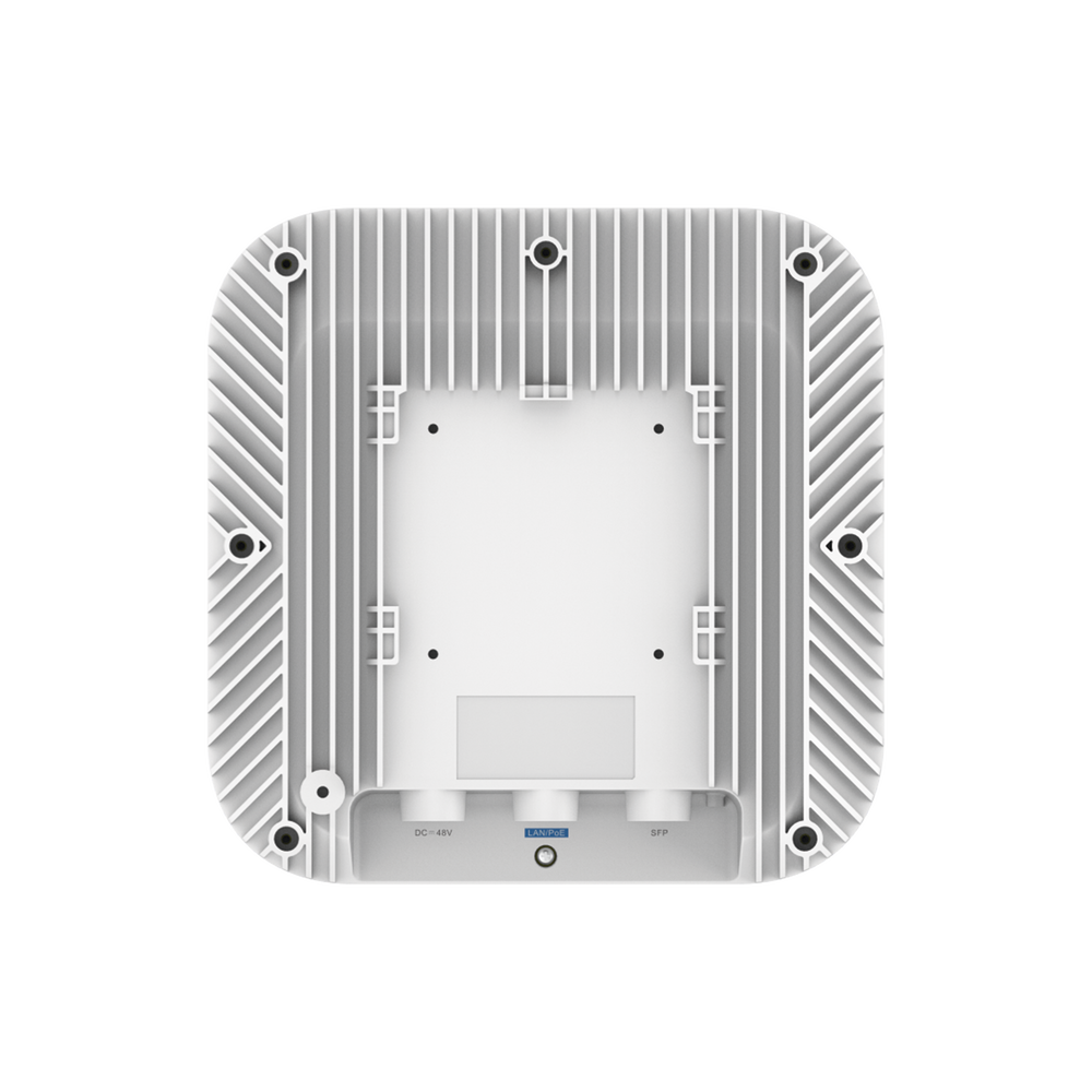Punto de acceso Wi-Fi 6 para exterior 360°, IP 68, doble banda 4x4, 5.95 Gbps, puerto SFP de 2.5GE ideal para fibra óptica, hasta 512 usuarios, protección hasta 4 kV y protección contra erosión eólica, compatible con