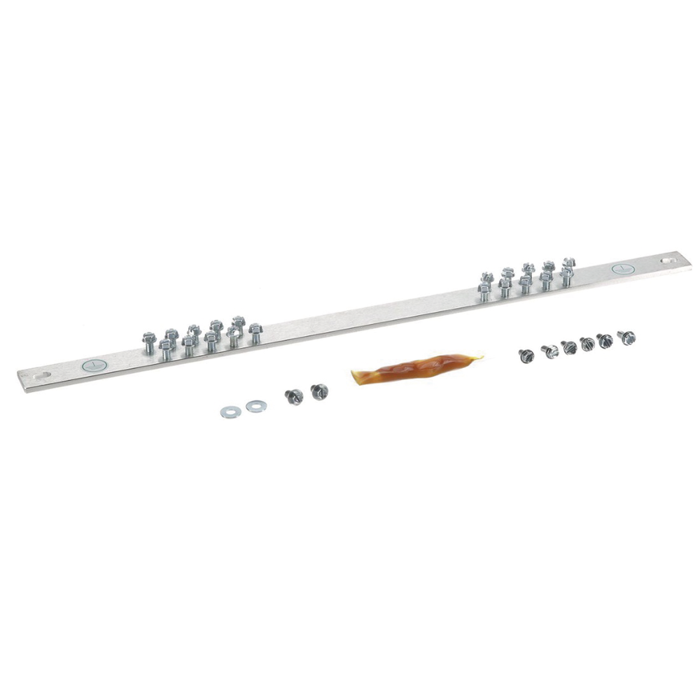 Grounding Bar, For 19" Rack, With 20 Holes For Quick Equipment Connection, Includes 20 # 12-24 x 1/2" Screws Installed