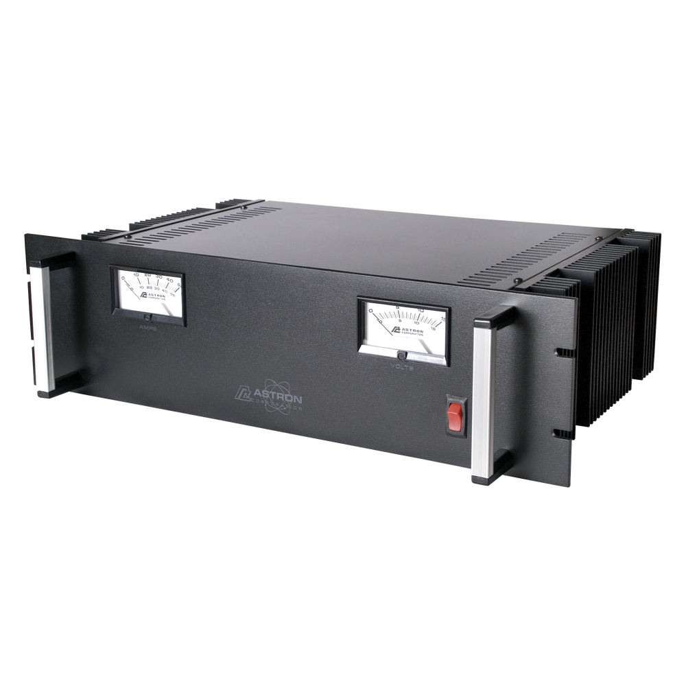 Fuente de poder 13.8Vcd, 35A, lineal regulada con circuito cargador de baterías, para instalación en rack