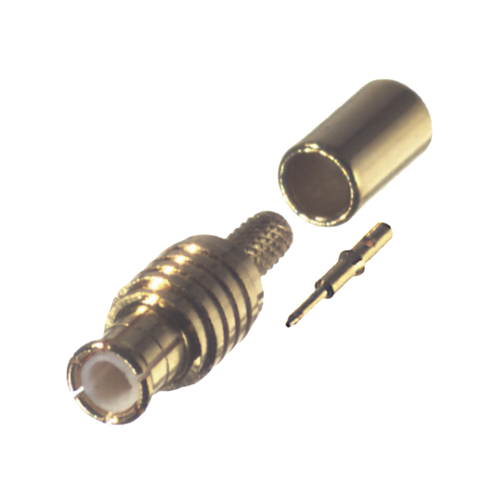Conector MCX Macho en Línea, de Anillo Plegable en Cable RG-174/U, Oro/ Oro/ Teflón.