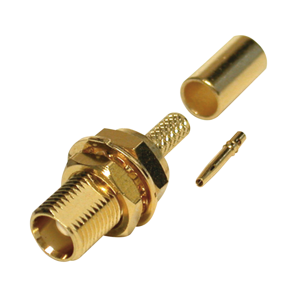 Conector MCX Hembra para Panel Trasero D-Plano, de Anillo Plegable para RG-316/U, Grupo B, Oro/ Oro/ Teflón.