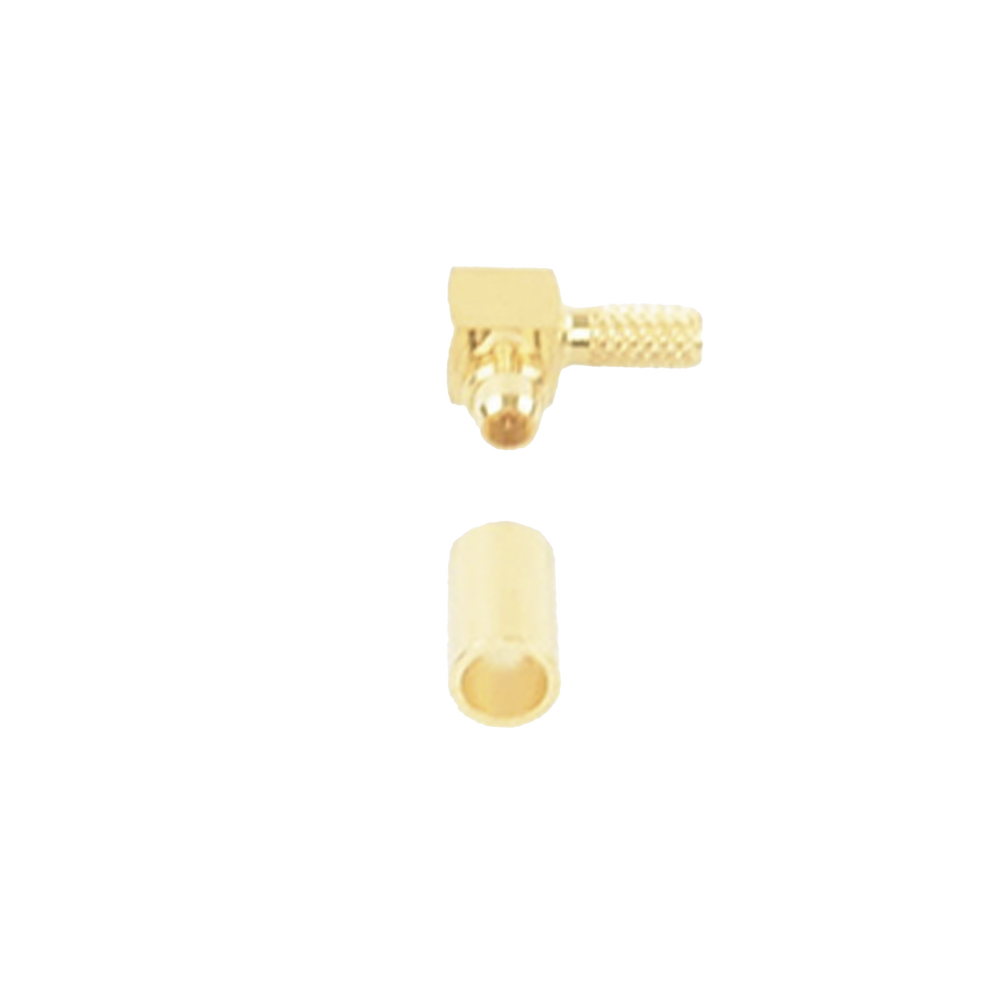 MMCX Male Connector in A/R with Folding Ring for RG-174/U, BELDEN 8216, Gold/Gold/Teflon.