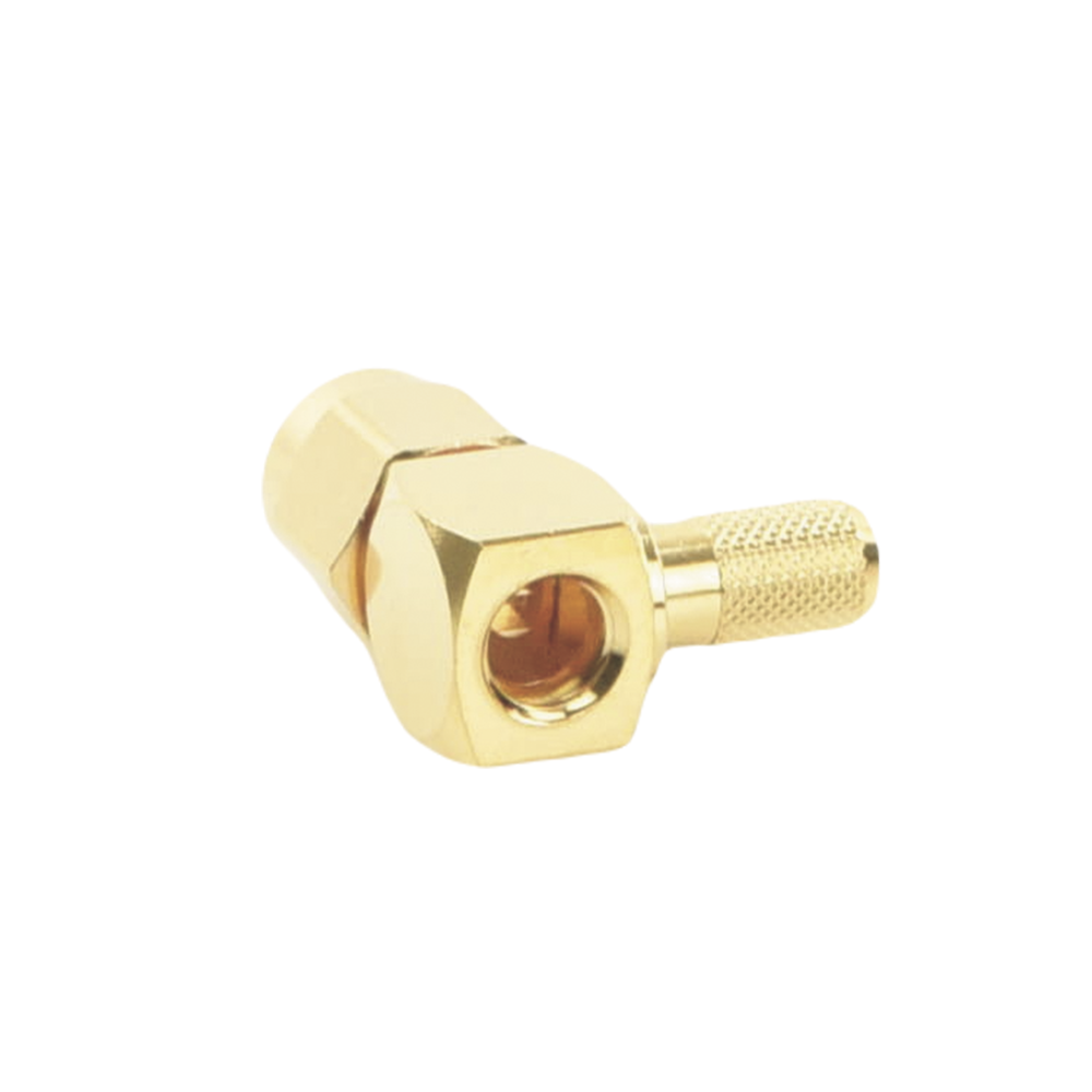 Reverse SMA Male Connector with folding ring for RG-142/U cable, Gold/Gold/Teflon.