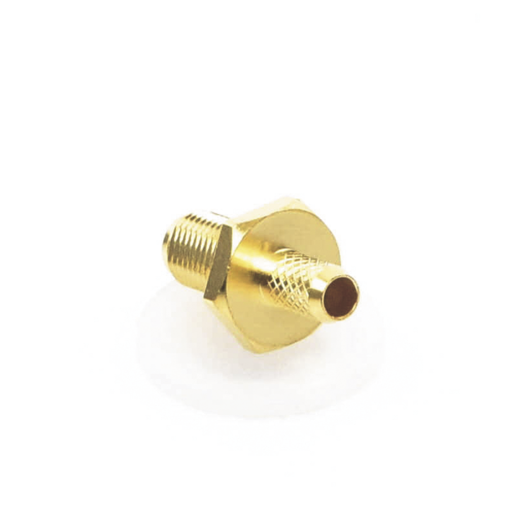 Flat D-Chassis Reverse SMA Female Connector, Folding Ring for RG-142/U Cable, Gold/Gold/Teflon.