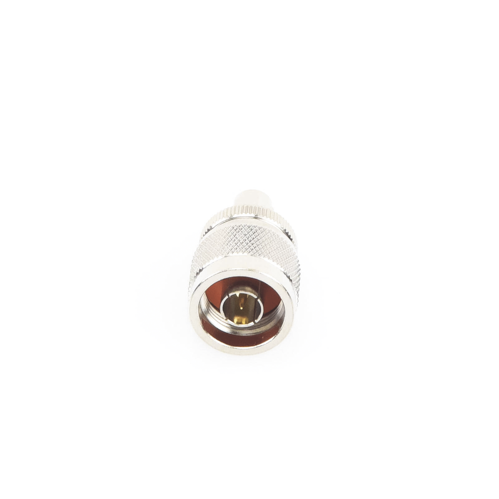 Inline Adapter, Reverse SMA Male to N Male Connector, Nickel/Gold/Teflon.