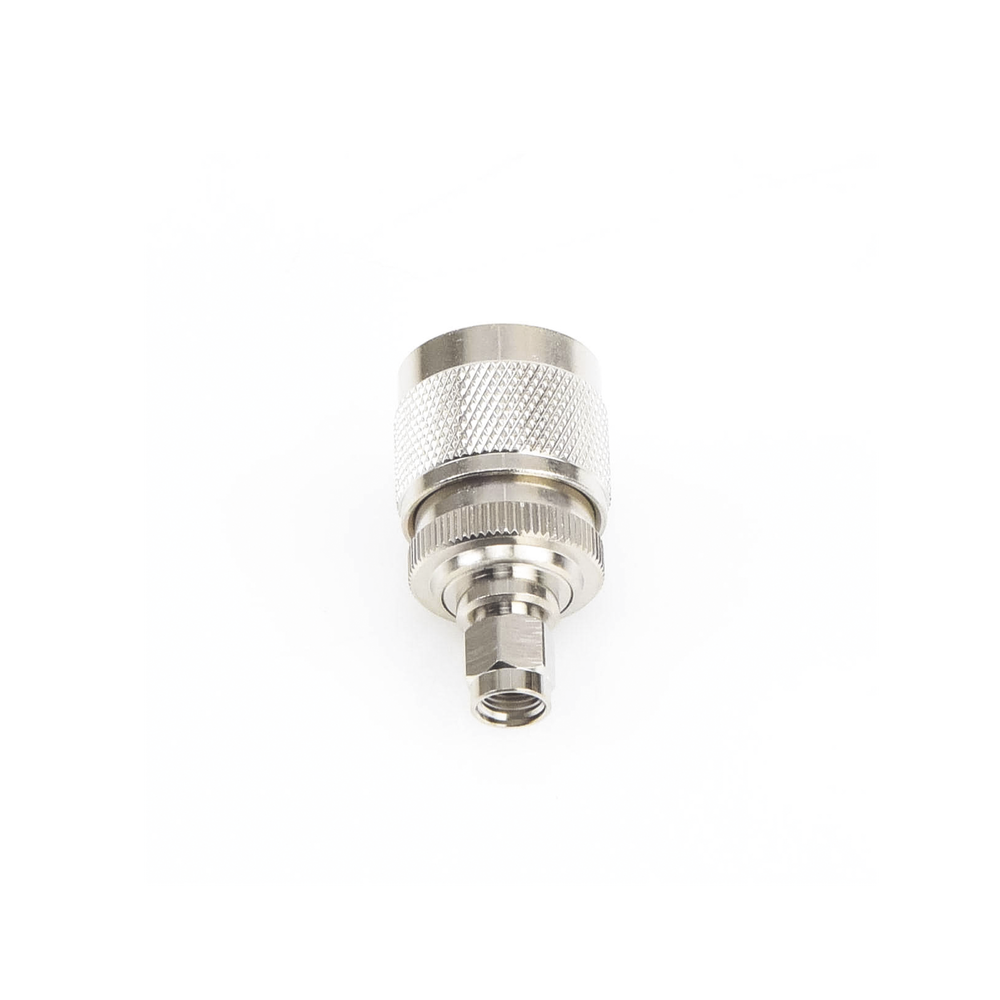 Inline Adapter, Reverse SMA Male to N Male Connector, Nickel/Gold/Teflon.