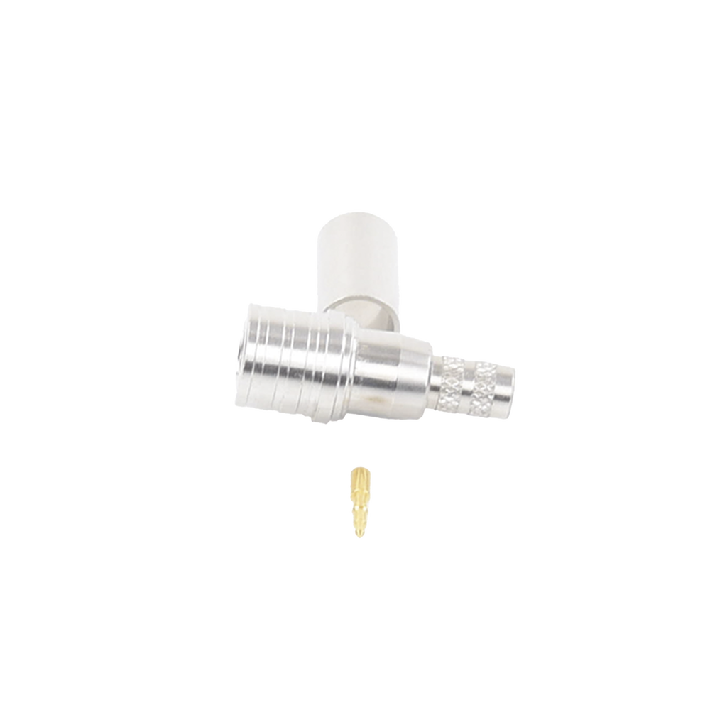 QMA (Quick Mate) Male Connector, Collapsible Ring for RG-8/X, LMR-240, White Bronze/Gold/Teflon.