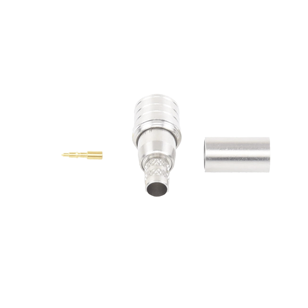 QMA (Quick Mate) Male Connector, Collapsible Ring for RG-8/X, LMR-240, White Bronze/Gold/Teflon.