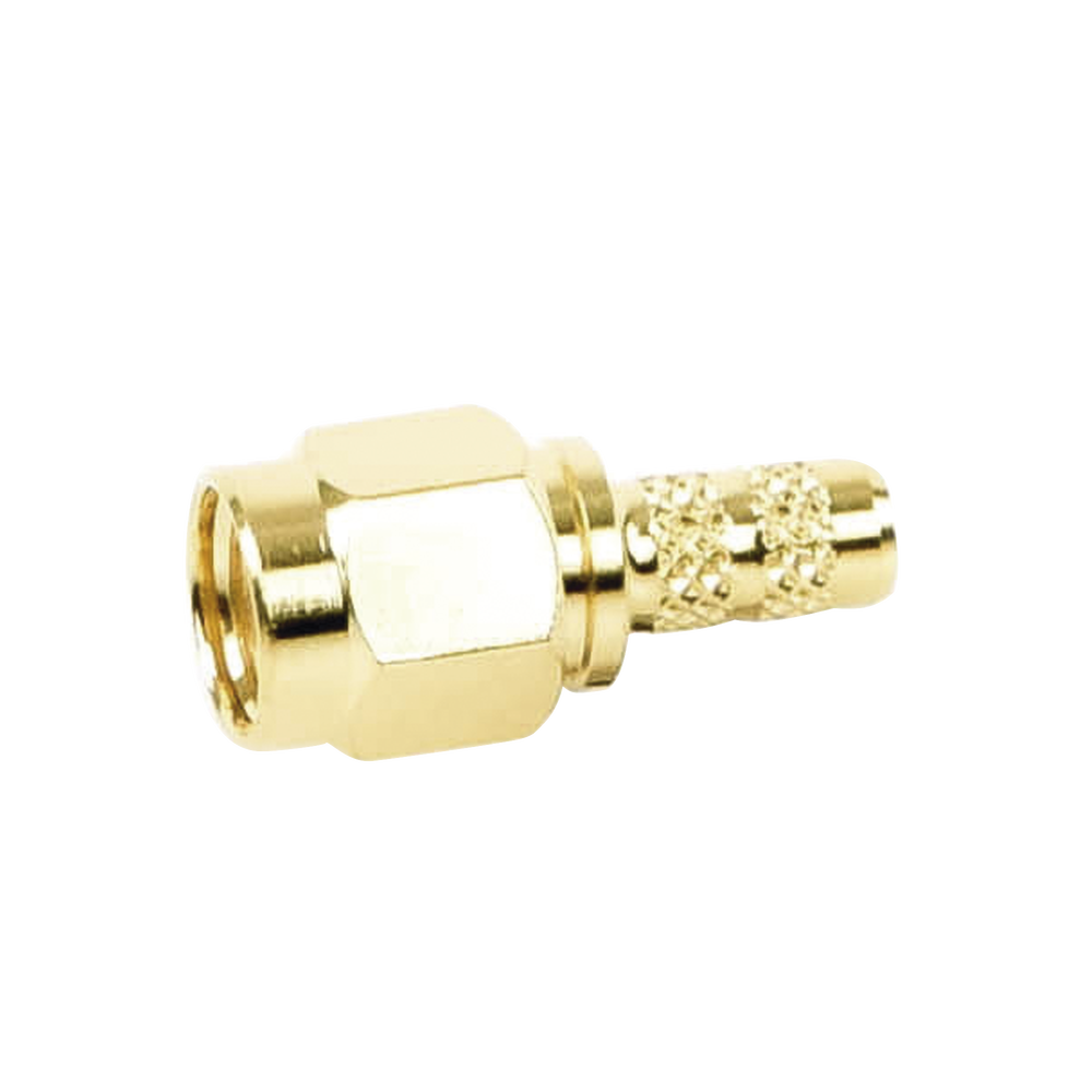SMA Male Connector with Folding Ring for RG-58/U Cable, Gold/Gold/Teflon.