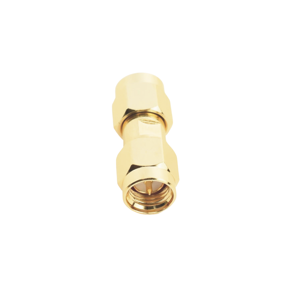Barrel Adapter, SMA Male to SMA Male Connector, Gold/Gold/Teflon.