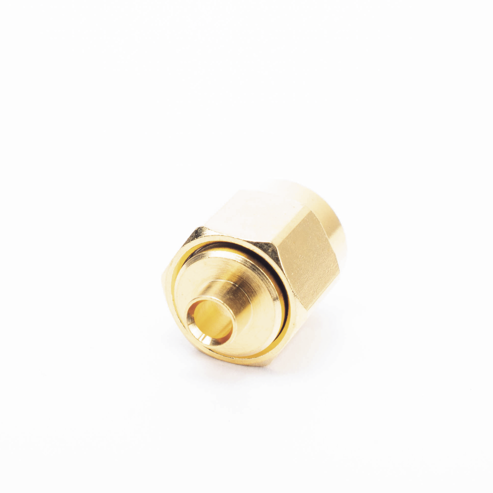 SMA Male Connector for 0.085" Diameter Semi-Rigid Cable, Gold/Gold/Teflon.