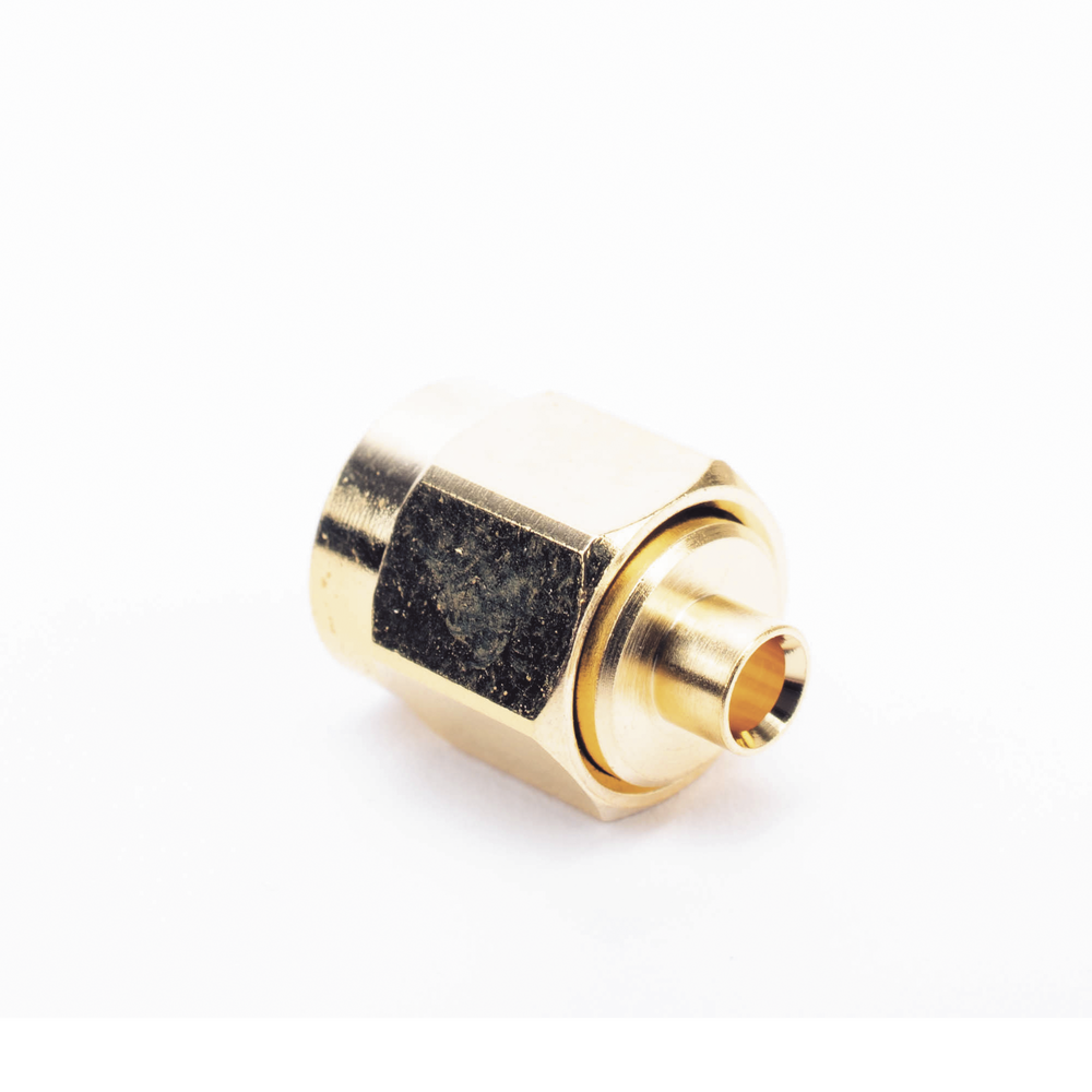 SMA Male Connector for 0.085" Diameter Semi-Rigid Cable, Gold/Gold/Teflon.