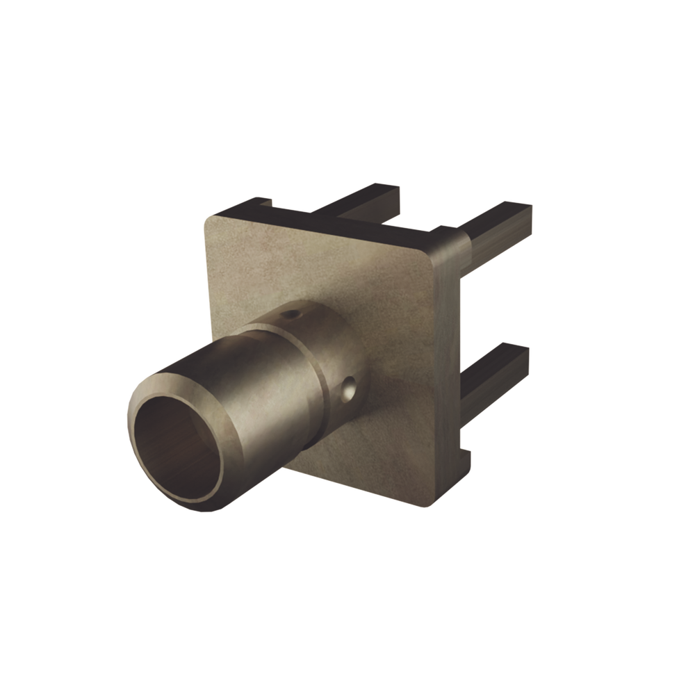 Conector Mini SMB Hembra (PIN Macho) 75 Ohm, Montaje Vertical para PCB, Oro/ Oro/ Teflón.
