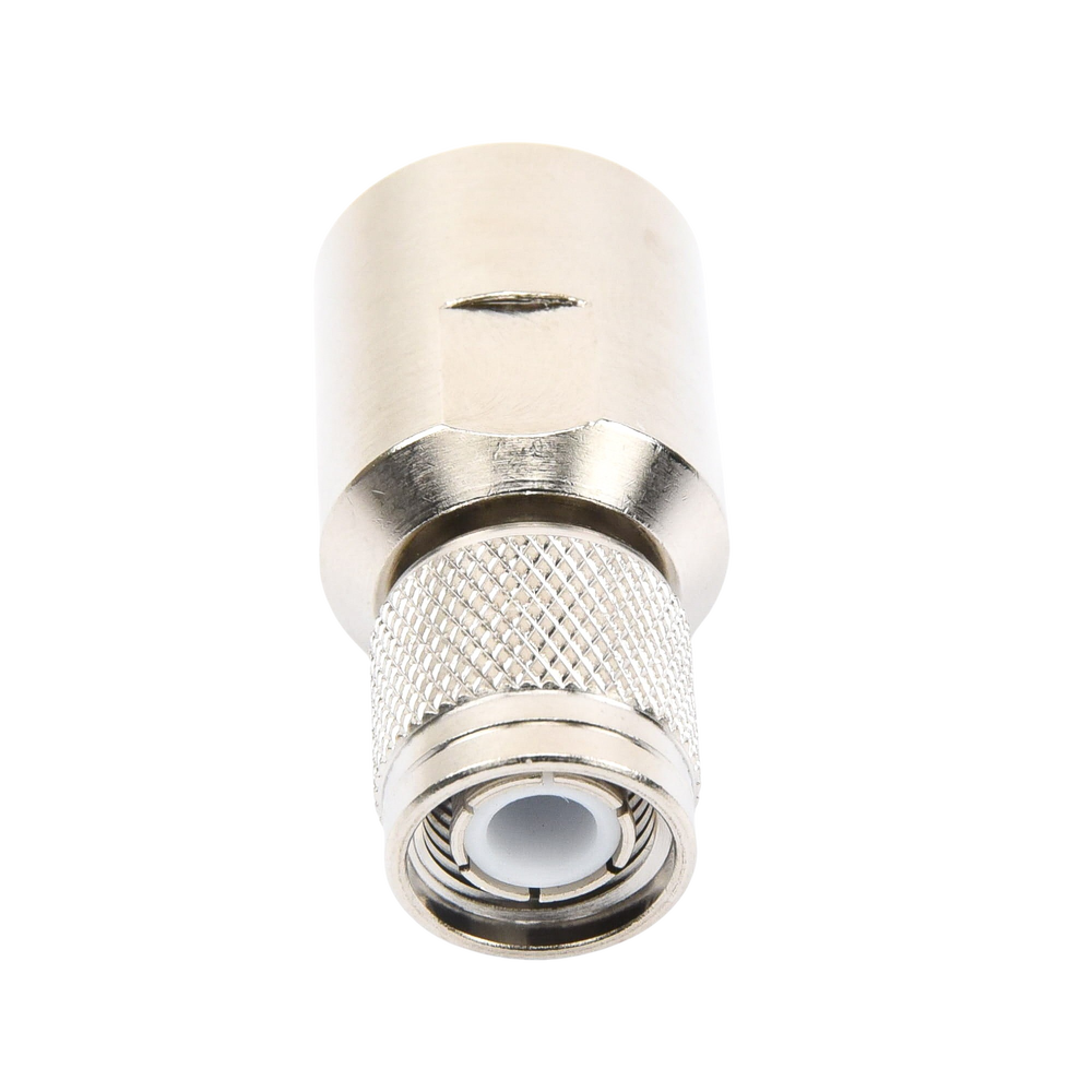 Conector TNC Macho de Rosca Izquierda Métrica, Tipo Rosca para RG-8/U, 9913, LMR-400, CNT-400 del Grupo I, Plata/ Oro/ Teflón.