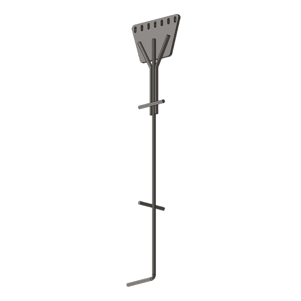 Ancla de Piso Tipo Paleta 7 Orificios para Retenida. Placa: 3/4", Redondo: 1", Altura: 210 cm. Galv. Inmersión.