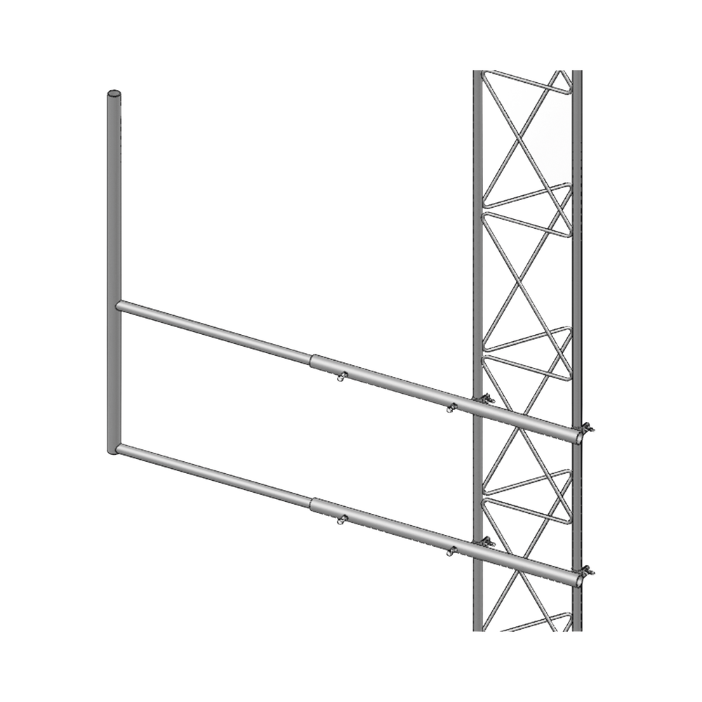 Brazo tipo "F" para tramos STZ-45G, galvanizado por inmersión caliente.