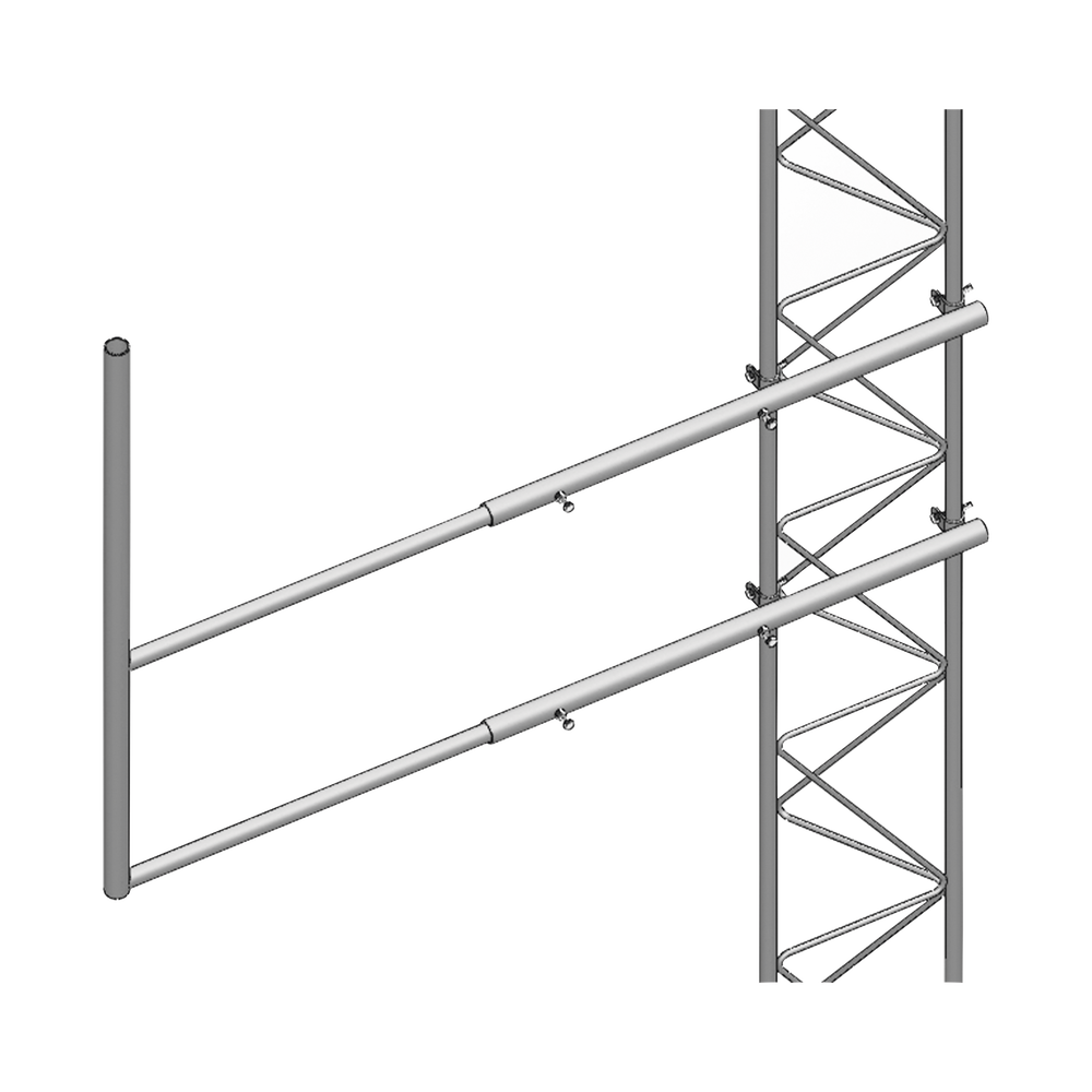 Brazo tipo "F" para tramos STZ-45G, galvanizado por inmersión caliente.