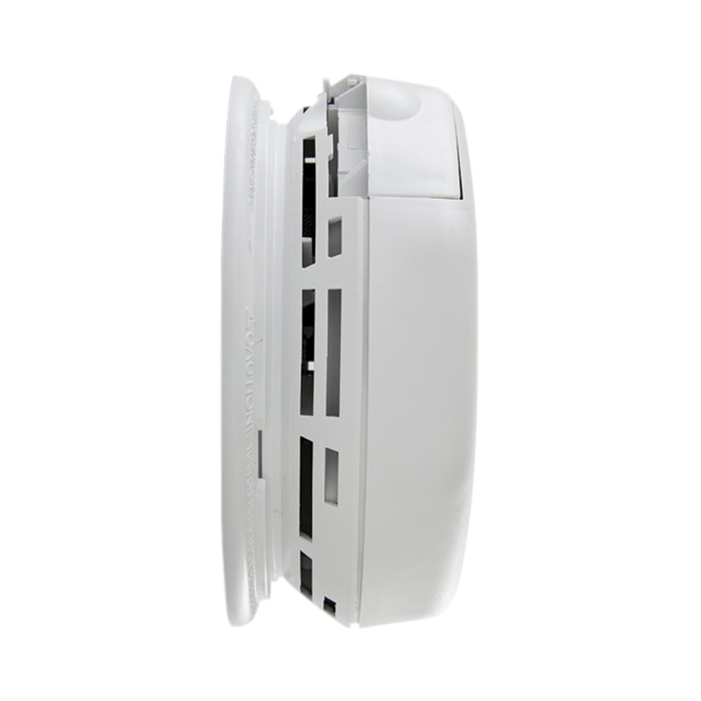 Smoke and carbon monoxide detector, hardwired, photoelectric, with battery backup.