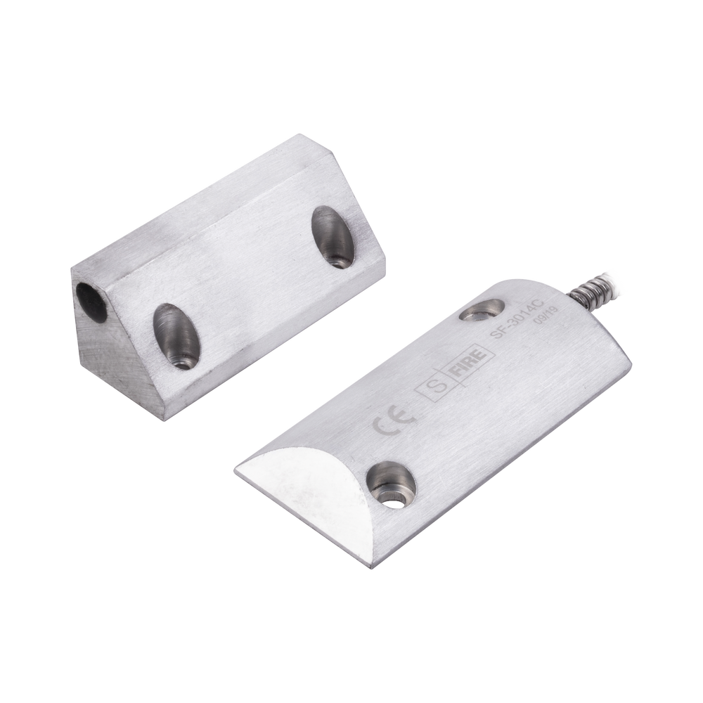 Contacto Magnético para Piso, Salida Dual NC/NA, GAP 75mm, Cubierta de Aluminio con 55cm de Cable Blindado
