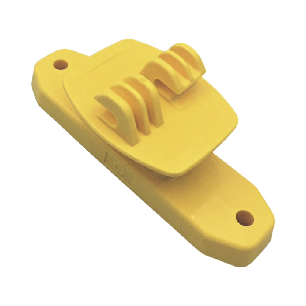 Aislador de Paso color Amarillo reforzado para cercos eléctricos, resistente al clima extremoso