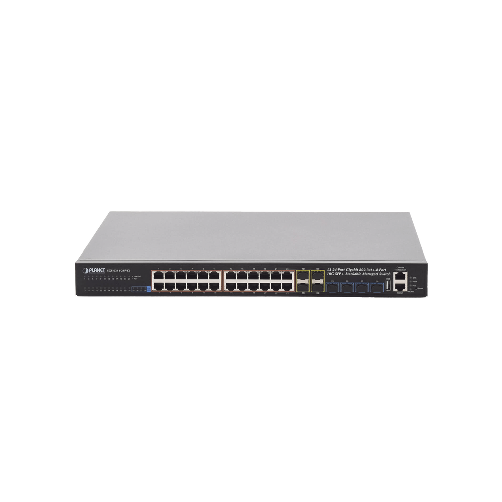 Managed Switch L3 Stacking 10/100/1000T 24 ports PoE802.3at, 4 ports 10G SFP+ 370 W