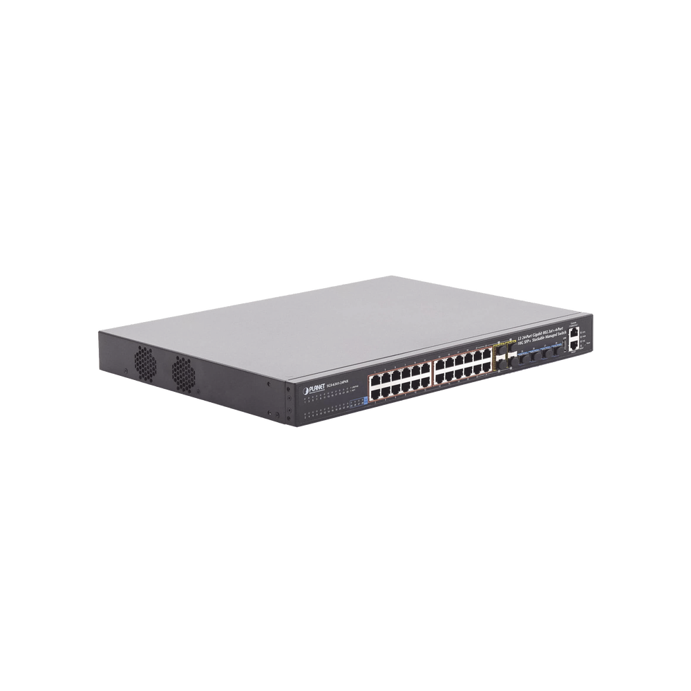 Managed Switch L3 Stacking 10/100/1000T 24 ports PoE802.3at, 4 ports 10G SFP+ 370 W