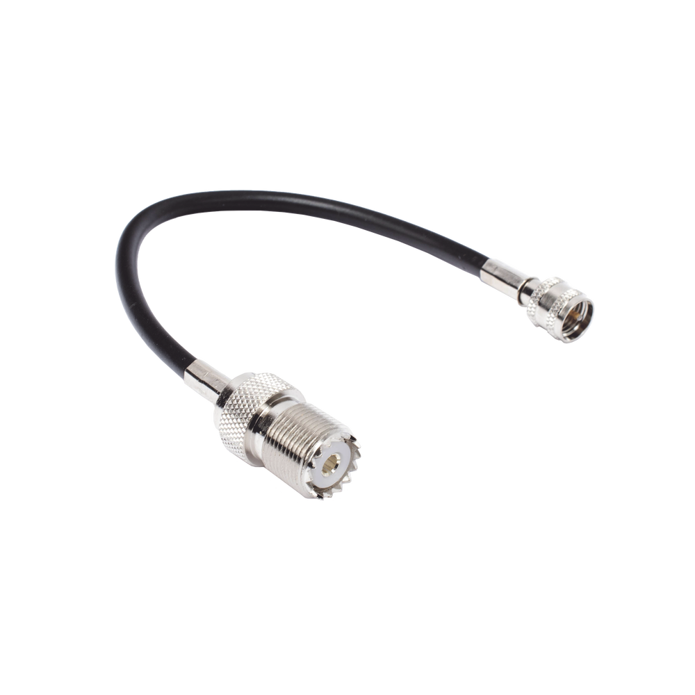 Mini UHF Male to UHF Female (SO-239) Connector Adapter Jumper, Nickel/Gold and Silver/Delrin.