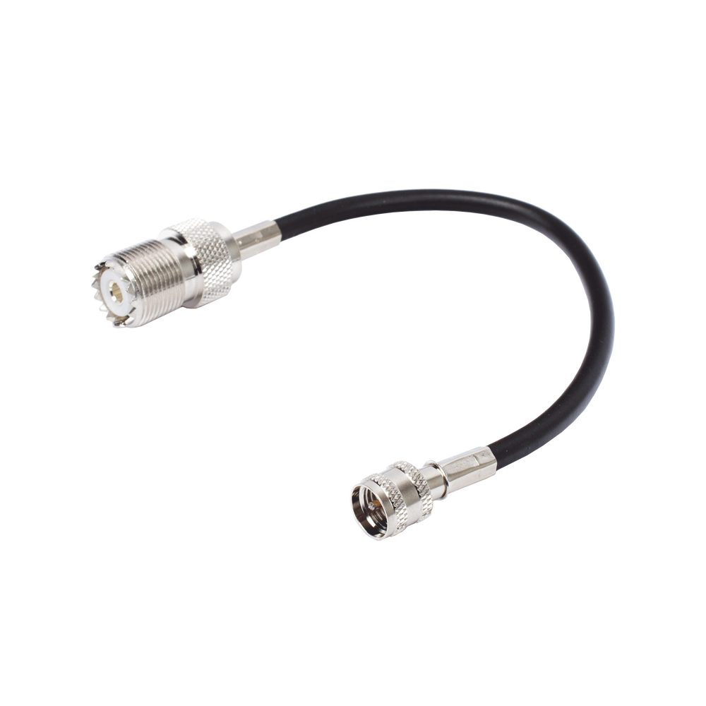 Mini UHF Male to UHF Female (SO-239) Connector Adapter Jumper, Nickel/Gold and Silver/Delrin.