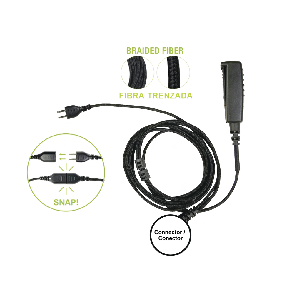 Interchangeable SNAP Headset Microphone Cable with Connector for Icom Radios IC-F3216/4261DS/DT, IC-F52D/62D, IC-F3400/4400DS/DT