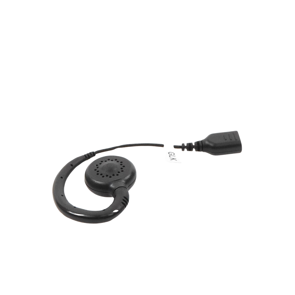Swivel G-hook earpiece with braided fiber cable and SNAP connector. Requires SNAP Series single- or double-wire lavalier microphone.
