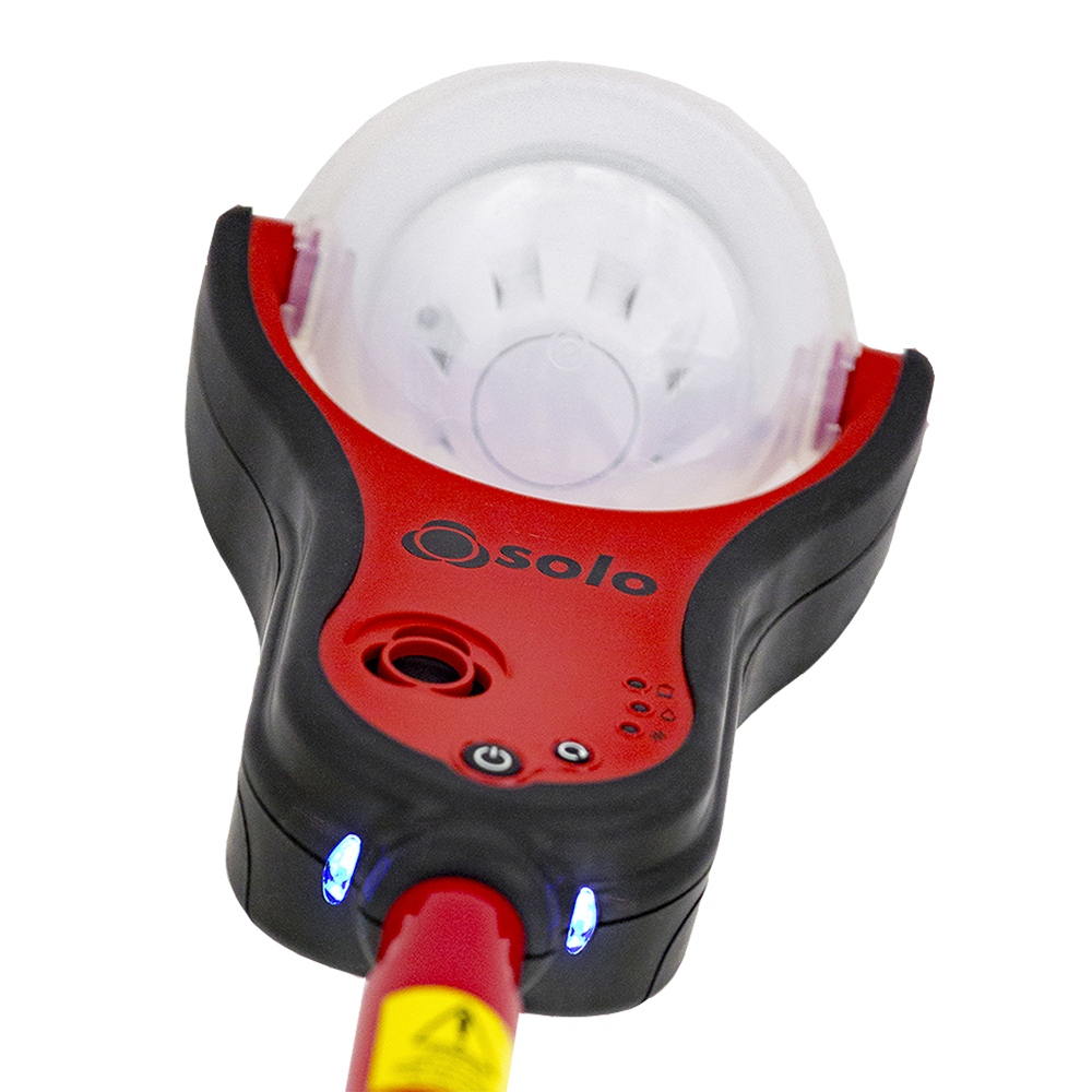 Electronic point-based smoke detector tester using replacement cartridges