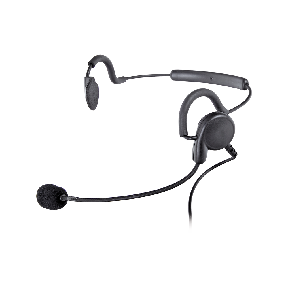 DIADEMA POR DETRÁS DE LA CABEZA CON BOMM FLEXIBLE P/ MOTOROLA GP-300/ SP-50/ P1225/ PRO-3150/ MAG-ONE/ EP-450/ EP-350/ RDU-2020. HYT TC-500/ 518/ 600/ 610/ 700/ 620/ 1600/ 700EX.