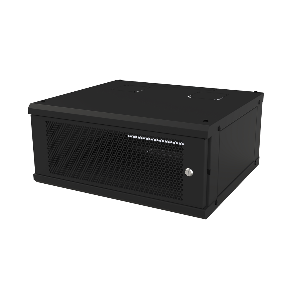 Gabinete de Pared Fijo, Con 4 Unidades de Rack, de 19 in, Fabricado en Acero, Puerta Perforada.