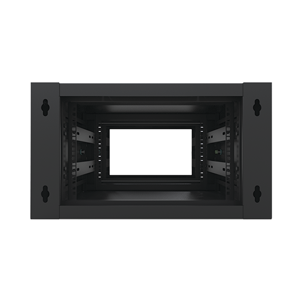 Gabinete Abatible de Pared (Con Marco Trasero) con Rack 19" de 6 Unidades. Ventana de Cristal Templado.