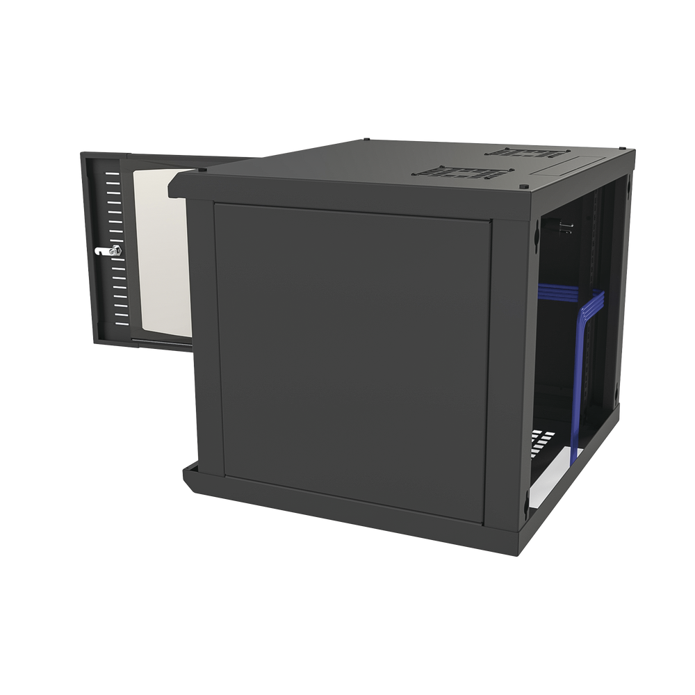 Gabinete para Montaje en Pared Fijo, con 9 Unidades de Rack, de 19in, Puerta de Cristal Templado, Fabricado en Acero