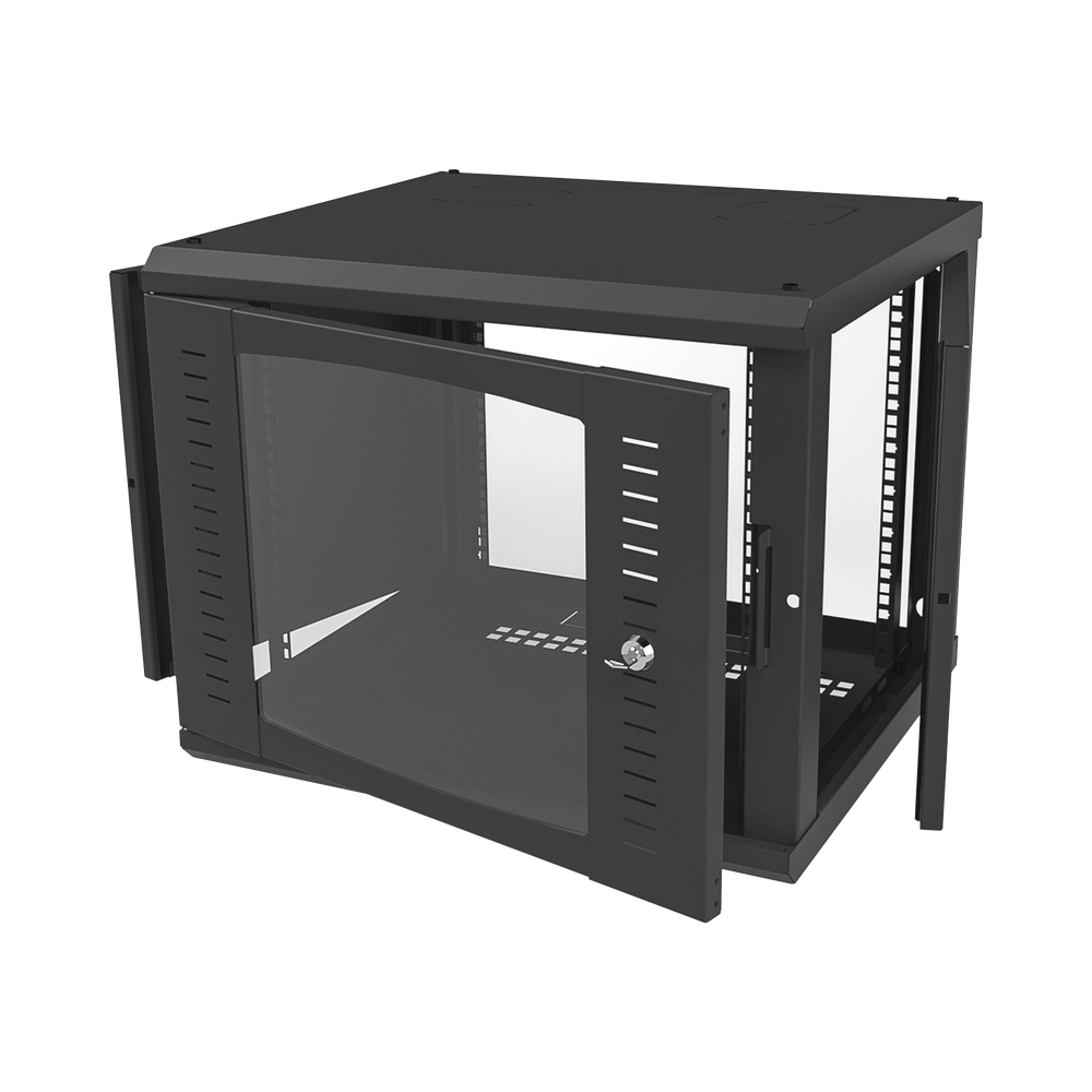 Gabinete para Montaje en Pared Fijo, con 9 Unidades de Rack, de 19in, Puerta de Cristal Templado, Fabricado en Acero