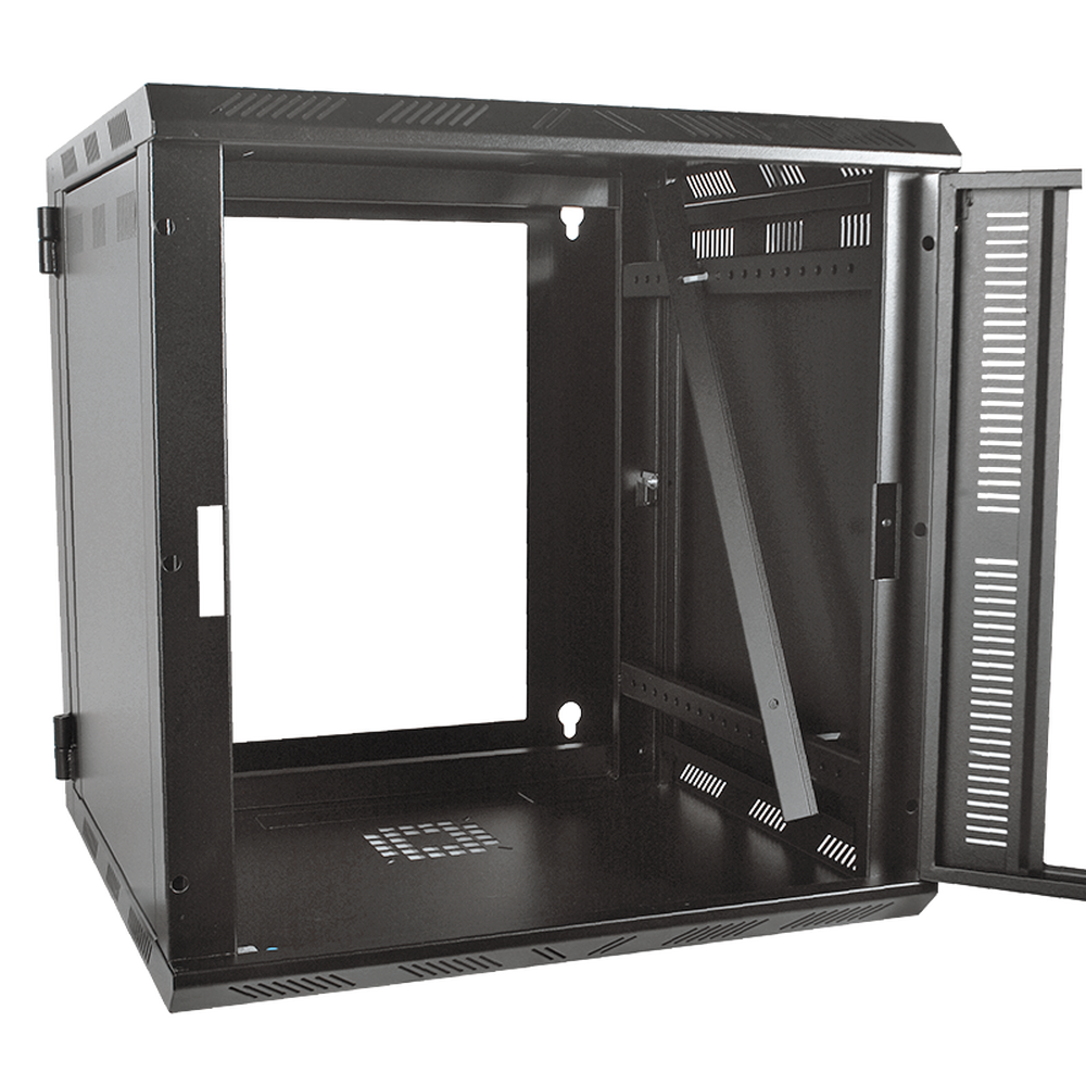 Gabinete para Montaje en Pared Cuerpo Abatible con Rack 19" de 12 Unidades Ventana de Cristal