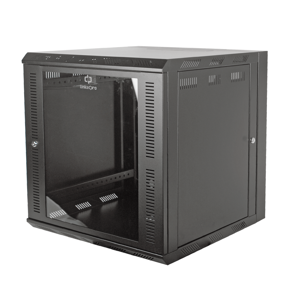 Gabinete para Montaje en Pared Cuerpo Abatible con Rack 19" de 12 Unidades Ventana de Cristal