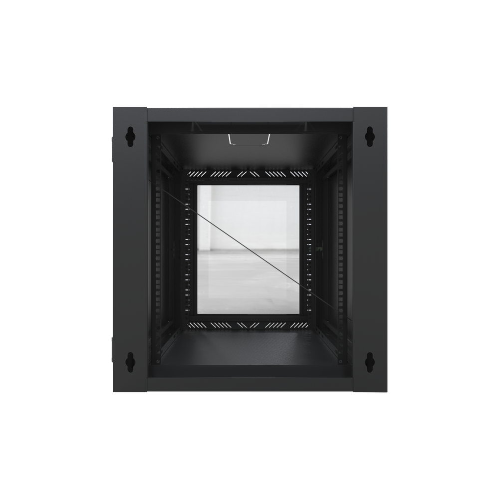 Gabinete Abatible para Montaje en Pared con Rack 19" de 12 Unidades Ventana de Cristal