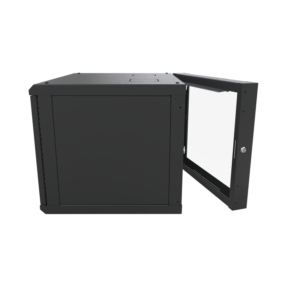 Gabinete Abatible de Pared (Con Marco Trasero) con Rack 19" de 12 Unidades. Ventana de Cristal Templado.