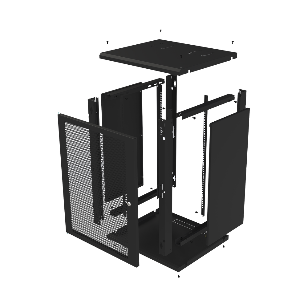Gabinete de Pared Fijo, Puerta Perforada, Rack 19" de 16 UR.