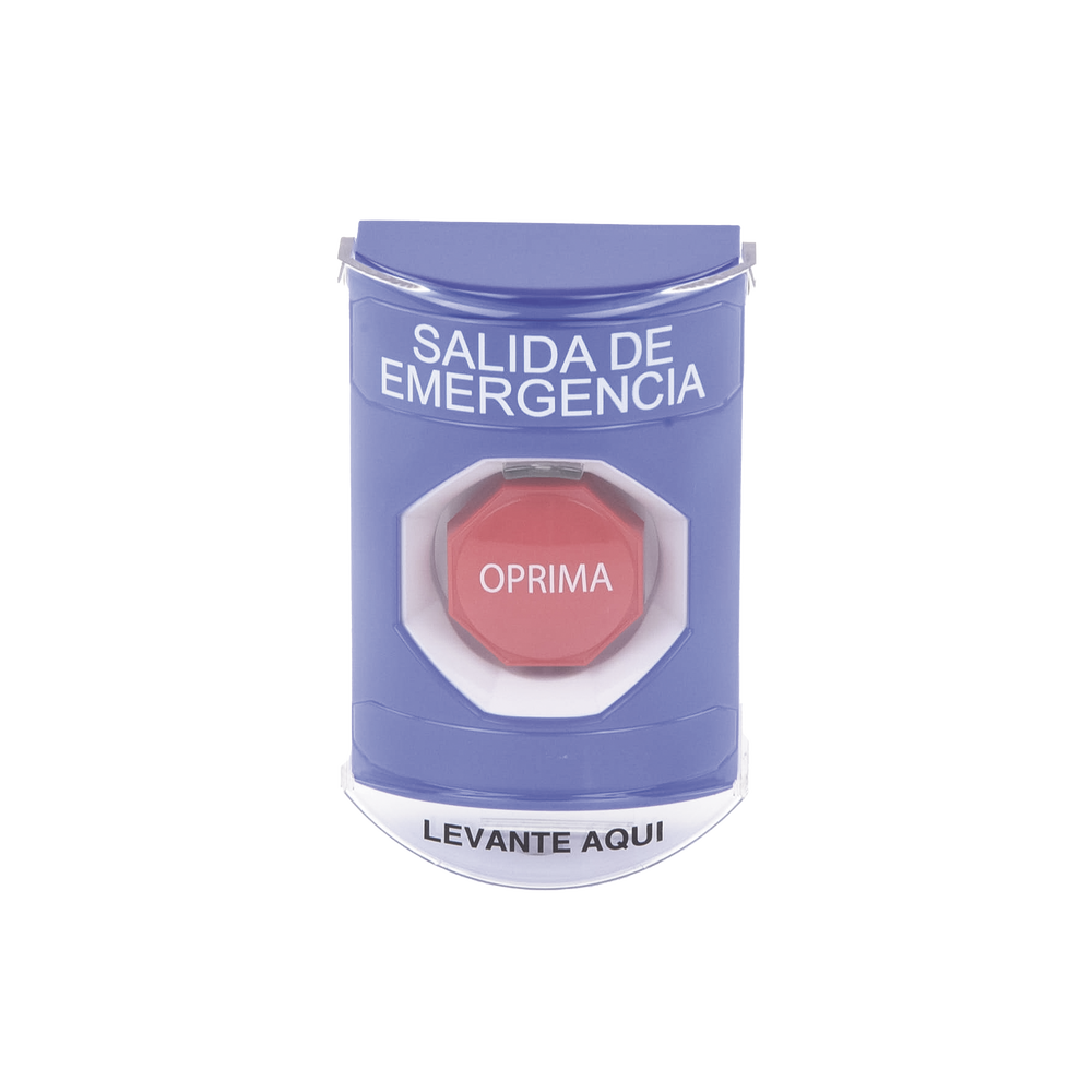 Emergency Exit Button, Spanish Text, Super Strong Polycarbonate Protective Cover and Key Reset