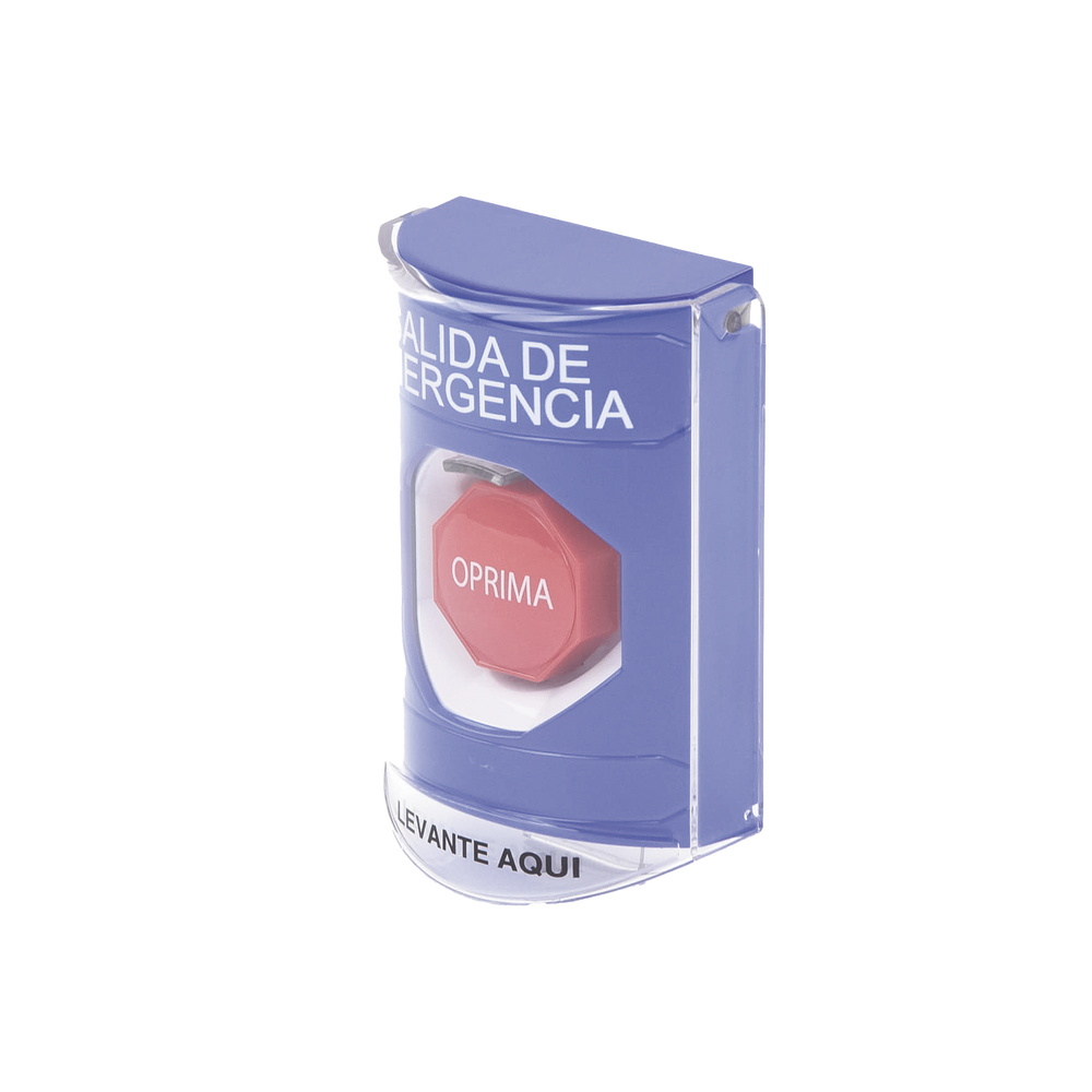 Emergency Exit Button, Spanish Text, Super Strong Polycarbonate Protective Cover and Key Reset