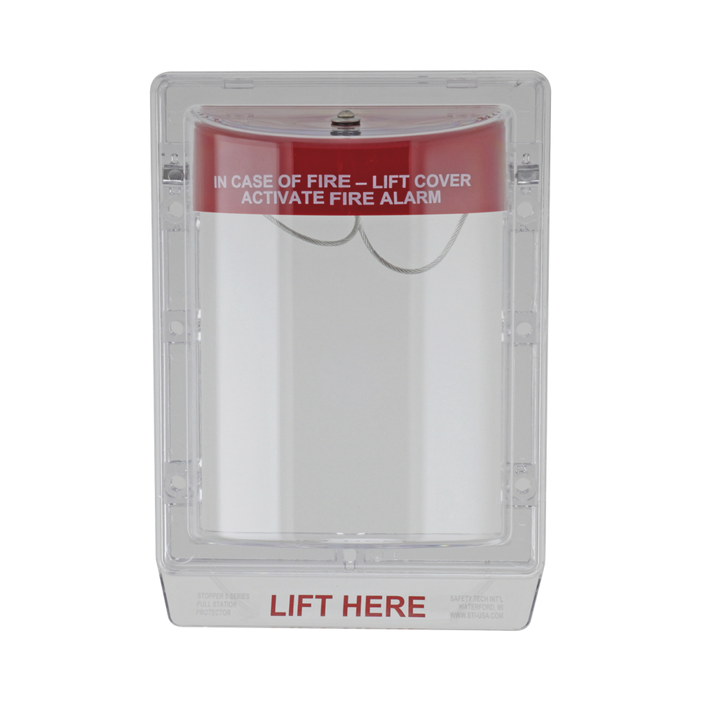Protector de Policarbonato Super Resistente para Palanca de Incendio, con Sirena y Texto en Ingles