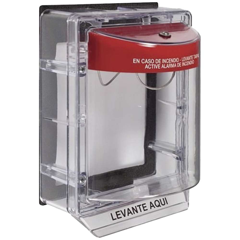 Stopper II® Series Polycarbonate Protective Cover, With Horn, With Spacer, Flush Mount, Spanish Label, IP54