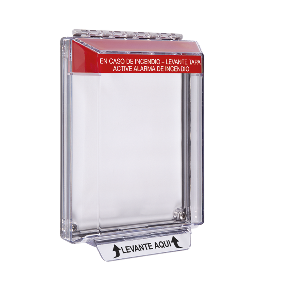 Cubierta Universal Transparente de Bajo Perfil y Texto de Incendio en Español