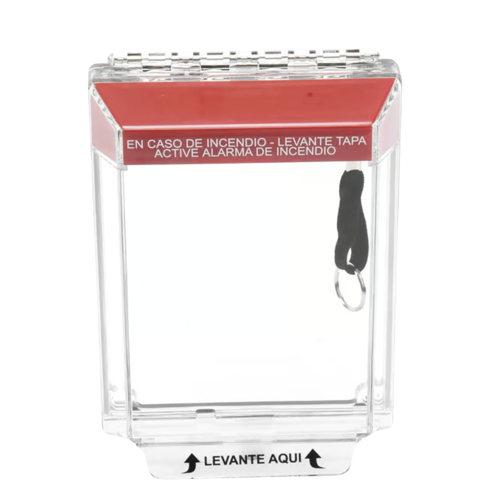 Universal Clear Cover, Low Profile, Fire Text in Spanish, Audible and Visible Notification