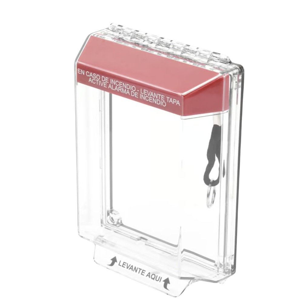Universal Clear Cover, Low Profile, Fire Text in Spanish, Audible and Visible Notification