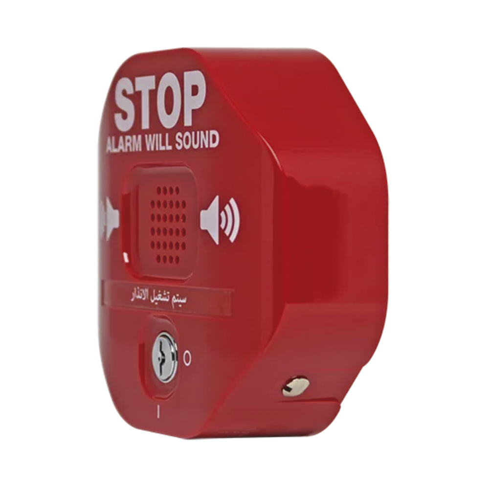 Audible and Visible Emergency Exit Announcer, English Text and Multi-Language Labels